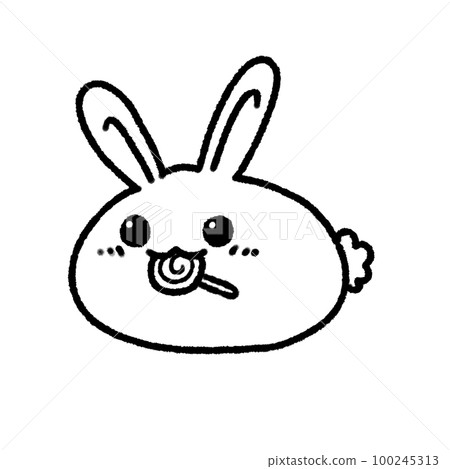 Hand-drawn Cute rabbit with candy in doodle style 100245313