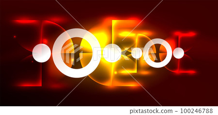 Neon light glowing circles vector abstract background 100246788