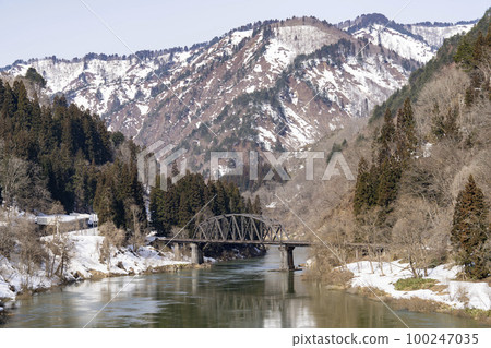福島縣金山町只見線4號只見川大橋風景 福島縣金山町只見線4號只見川大橋風景 100247035