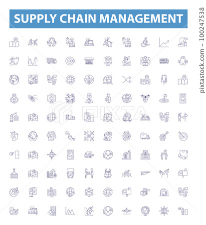 Supply chain management line icons, signs set. Sourcing, Logistics, Inventory, Procurement, Distribution, Flow, Quality, Processes,Planning outline vector illustrations. Supply chain management line icons, signs set. Sourcing, Logistics, Inventory, Procurement, Distribution, Flow, Quality, Processes,Planning outline vector illustrations. 100247538