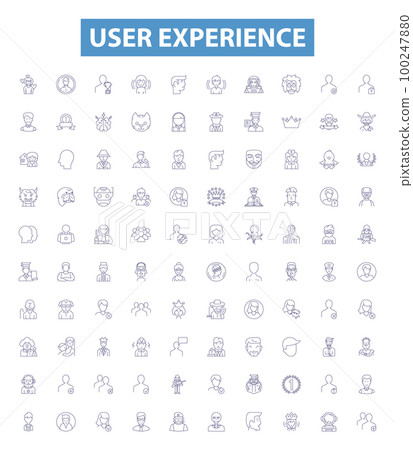 User experience line icons, signs set. Usability, Engagement, Design, Interaction, Content, Navigation, Flow, Accessibility, Convenience outline vector illustrations. User experience line icons, signs set. Usability, Engagement, Design, Interaction, Content, Navigation, Flow, Accessibility, Convenience outline vector illustrations. 100247880