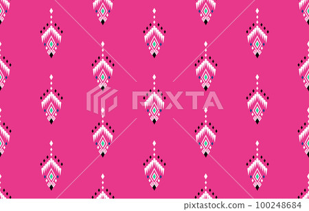 Ethnic seamless pattern. Vector geometric Tribal African Indian traditional embroidery background, Bohemian fashion. Ikat fabric carpet batik ornament textile decoration, wallpaper folklore style. 100248684