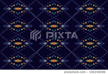 Ethnic seamless pattern. Vector geometric Tribal African Indian traditional embroidery background, Bohemian fashion. Ikat fabric carpet batik ornament textile decoration, wallpaper folklore style. Ethnic seamless pattern. Vector geometric Tribal African Indian traditional embroidery background, Bohemian fashion. Ikat fabric carpet batik ornament textile decoration, wallpaper folklore style. 100248696