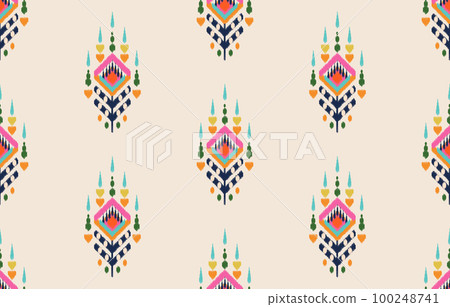 Ethnic seamless pattern. Vector geometric Tribal African Indian traditional embroidery background, Bohemian fashion. Ikat fabric carpet batik ornament textile decoration, wallpaper folklore style. Ethnic seamless pattern. Vector geometric Tribal African Indian traditional embroidery background, Bohemian fashion. Ikat fabric carpet batik ornament textile decoration, wallpaper folklore style. 100248741