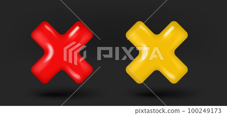 Red and golden cross sign collection. 3d vector isolated on black background Red and golden cross sign collection. 3d vector isolated on black background 100249173