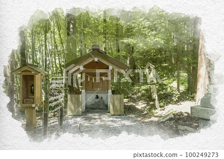 Watercolor style Amanohashidate Manai Shrine Amano Manai Miyazu City, Kyoto Prefecture 100249273