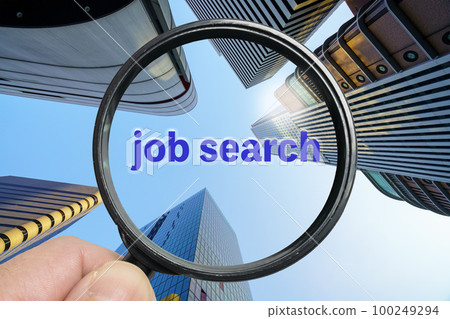Image of looking for a job with a magnifying glass Image of looking for a job with a magnifying glass 100249294