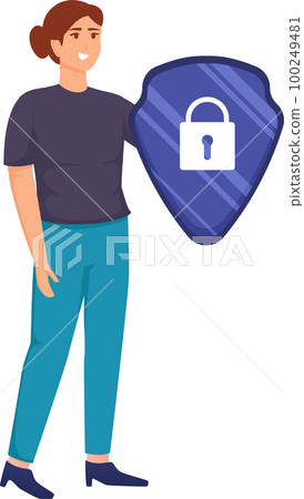 Digital data protection illustration with cyber security cartoon character. Cloud computing network safety concept Digital data protection illustration with cyber security cartoon character. Cloud computing network safety concept 100249481