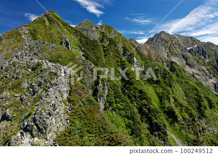 The ridgeline to Mt. Okuhotaka seen from Nishiho Doppyo in the Northern Alps 100249512