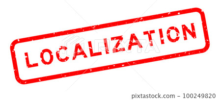 Grunge red localization word square rubber seal stamp on white background 100249820