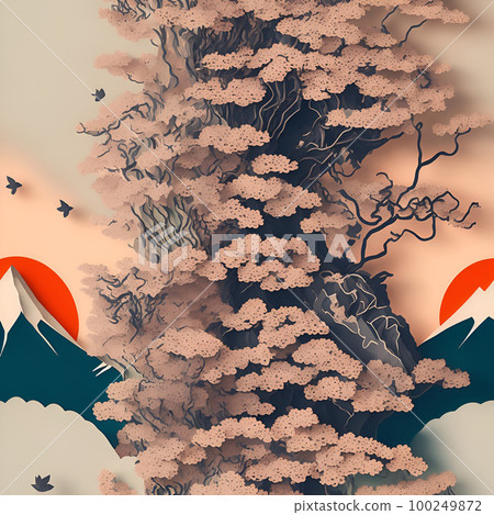 Stock Illustration: Japanese landscape paper art "AI generated image" Stock Illustration: Japanese landscape paper art "AI generated image" 100249872