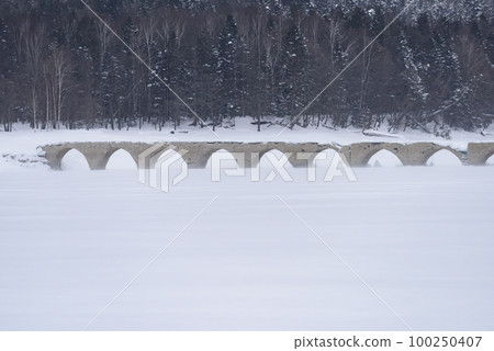 從結冰的額平湖看到的陶秋別橋 從結冰的額平湖看到的陶秋別橋 100250407