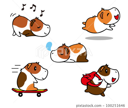 Loose hand-drawn set of guinea pig characters 7 (good mood, running, sleeping, skateboarding, etc.) Loose hand-drawn set of guinea pig characters 7 (good mood, running, sleeping, skateboarding, etc.) 100251646