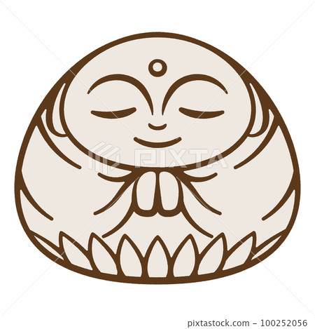 A line drawing of a simple and round Jizo statue A line drawing of a simple and round Jizo statue 100252056