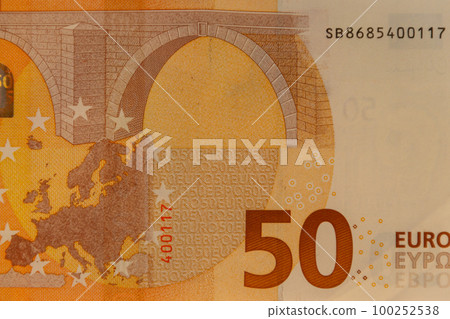 Macro shot of fifty euro banknote 100252538