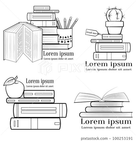 Books set logos black outline 100253191