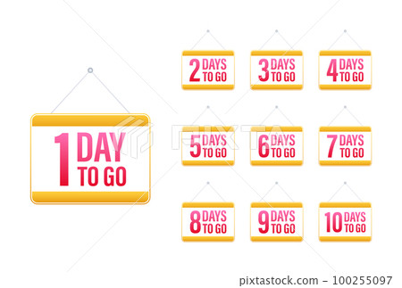 Days countdown. Days to go 1 2 3 4 5 6 7 8 9 10. The days left badges set. Product limited promo 100255097