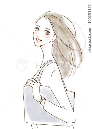Illustration of a person going to work Smile Simple touch 100255163