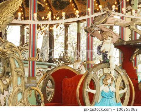 Beautiful interior of Toshimaen's carousel Eldorado in spring 2020 100255862