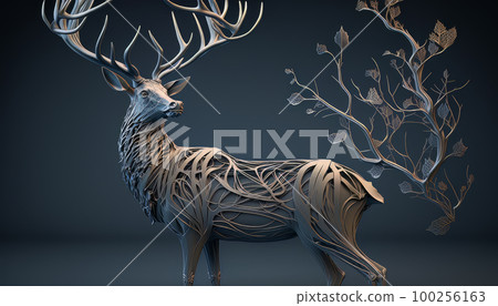 Illustration of a deer as a 3d representation with a strange structure. Illustration of a deer as a 3d representation with a strange structure. 100256163