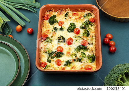 Potato casserole, gratin in the baking dish Potato casserole, gratin in the baking dish 100258401