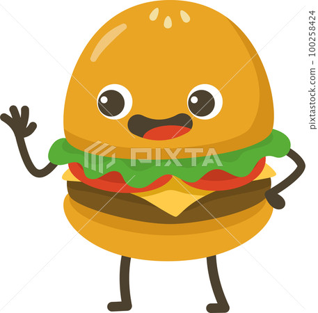 Smiling Hamburger Cartoon Character. 100258424