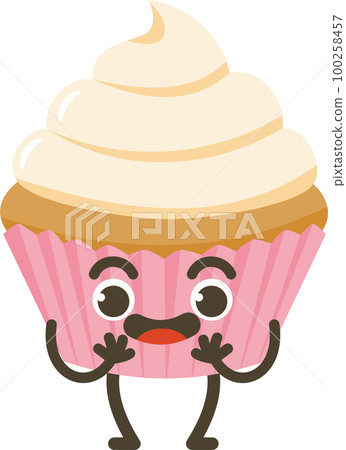 Smiling Cupcake Cartoon Character. 100258457