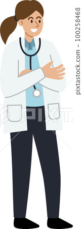 The female doctor is diagnosing and explaining 100258468