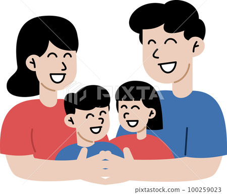 happy family with children. mother, father and kids. Cute cartoon characters isolated on white background. Colorful vector illustration in flat style. happy family with children. mother, father and kids. Cute cartoon characters isolated on white background. Colorful vector illustration in flat style. 100259023