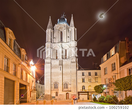 Saint-Maurice Cathedral at night (with the moon), Angers in France 100259102