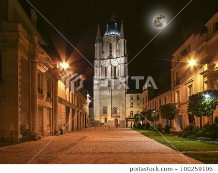 Saint-Maurice Cathedral at night (with the moon), Angers in France 100259106