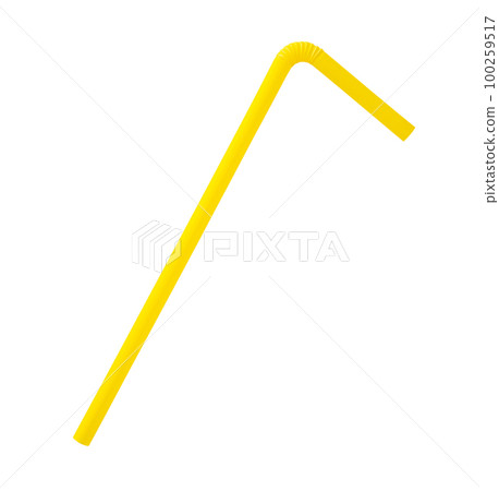 Yellow plastic straw isolated on white background Yellow plastic straw isolated on white background 100259517