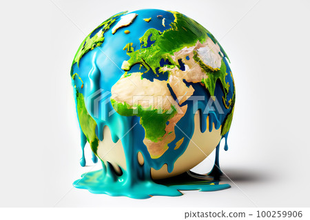Climate change global warming concept. Planet Earth has warmed up and is melting. Generative AI illustration 100259906