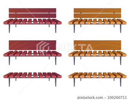 Park bench collection in cartoon style vector illustration isolated on white 100260711