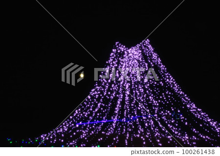 Mount Fuji-shaped illumination and the moon Mount Fuji-shaped illumination and the moon 100261438