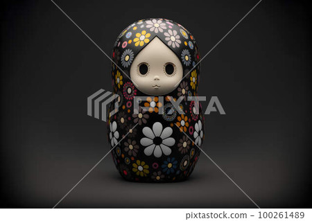 Russian doll matryoshka on a black background created with generative AI technology Russian doll matryoshka on a black background created with generative AI technology 100261489