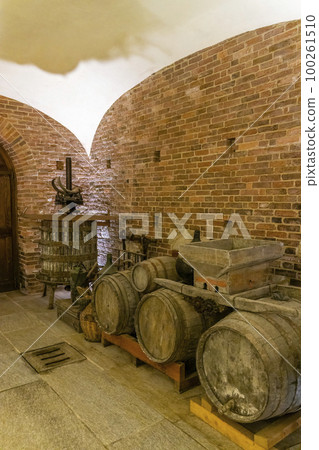 Traditional winemaking equipment in Piedmont, Italy 100261510