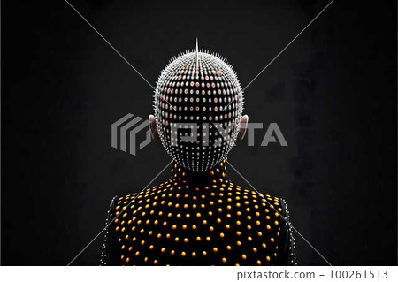 Portrait of punk in spikes and leather clothes created with generative AI technology 100261513