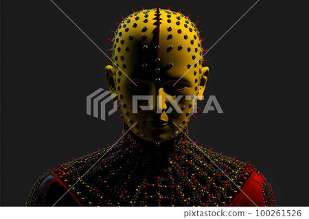 Portrait of punk in spikes and leather clothes created with generative AI technology 100261526