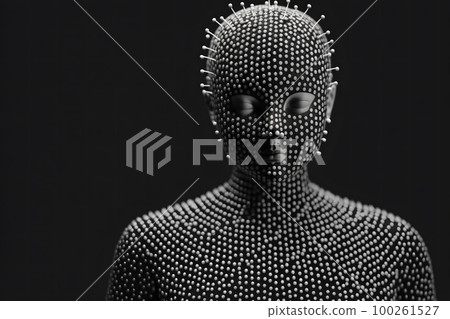Portrait of punk in spikes and leather clothes created with generative AI technology 100261527