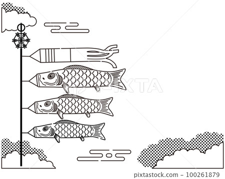 Carp streamer (with copy space) line drawing 100261879