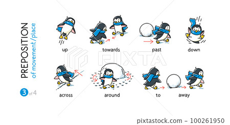Preposition of movement Funny penguins cartoon set Preposition of movement Funny penguins cartoon set 100261950