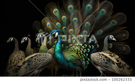 translucent peacocks created with generative AI technology 100262333