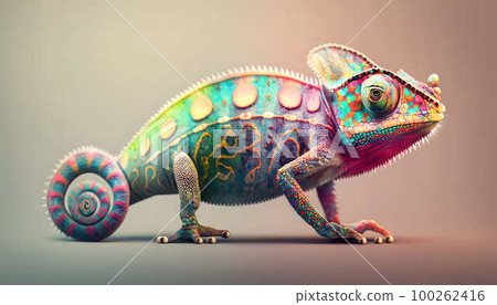 colorful chameleon created with generative AI technology 100262416