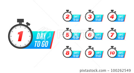 Set Days To Go Badges. Countdown badges. Product limited promo. Day only stock 100262549