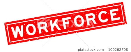 Grunge red workforce word square rubber seal stamp on white background 100262708