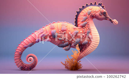 colorful sea horse created with generative AI technology colorful sea horse created with generative AI technology 100262742