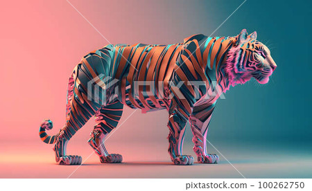 Futuristic portrait of a tiger. 3D Rendering., Ai Generative Image 23184748  Stock Photo at Vecteezy