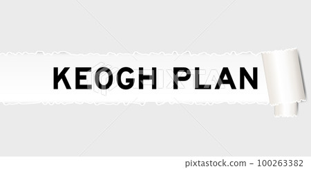 Ripped gray paper background that have word keogh plan under torn part 100263382