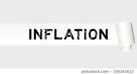 Ripped gray paper background that have word inflation under torn part 100263622